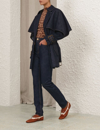 Denim Cape Trench Coat