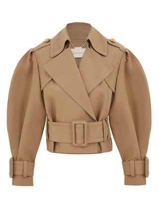 Belted Cropped Trench Jacket