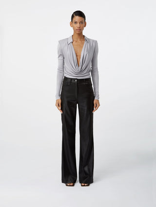 "Midnight Elegance High-Waisted Flared Trousers"