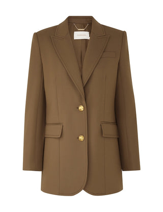 Olive Tailored Single-Breasted Blazer