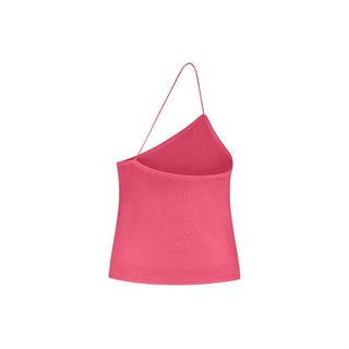 Asymmetric Pink One-Shoulder Tank Top