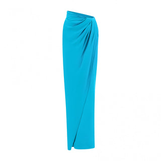 Aqua Asymmetric Drape Maxi Skirt