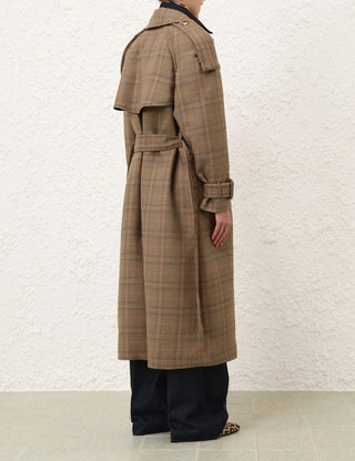 Heritage Plaid Double-Breasted Trench Coat