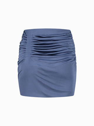 Sapphire Satin Ruched Mini Skirt