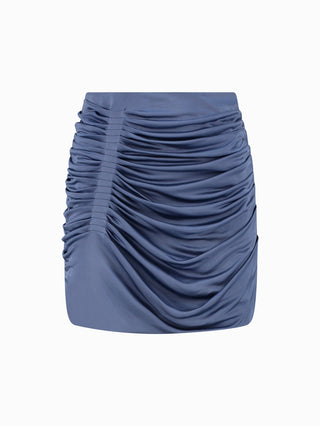 Sapphire Satin Ruched Mini Skirt