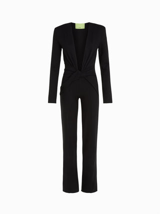 Elegant Black Plunge Knot Jumpsuit