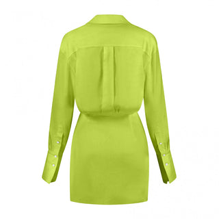 Neon Green Draped Shirt Dress