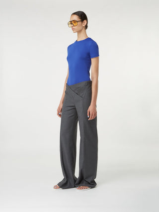 Pinstripe Wide-Leg Trousers