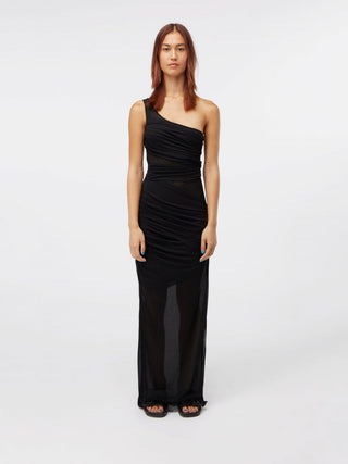 Sheer Elegance Asymmetric Gown