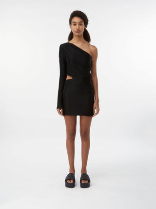 Asymmetric Elegance: One-Shoulder Black Mini Dress