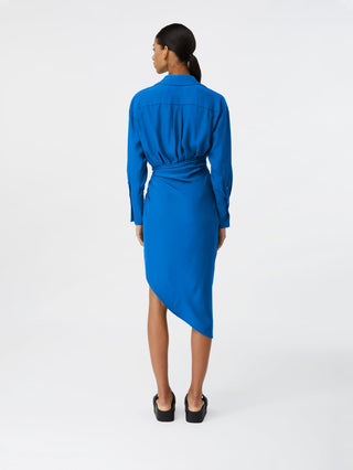 Sapphire Asymmetrical Draped Shirt Dress