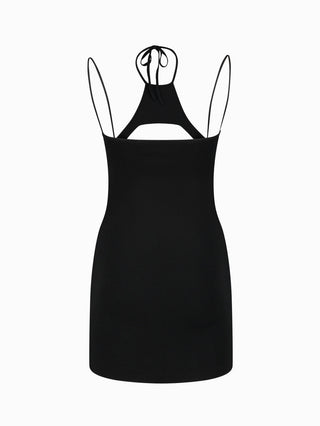 Strappy Cut-Out Mini Dress in Black