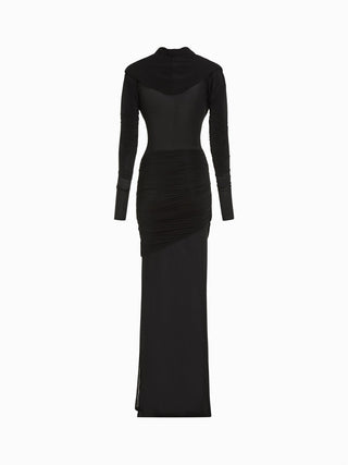 "Elysian Black Hooded Maxi Dress"