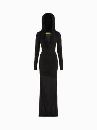 "Elysian Black Hooded Maxi Dress"