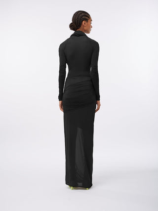 "Elysian Black Hooded Maxi Dress"