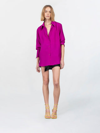 Vibrant Fuchsia Oversized Button-Up Shirt