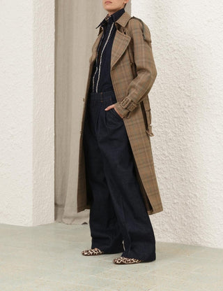 Heritage Plaid Double-Breasted Trench Coat