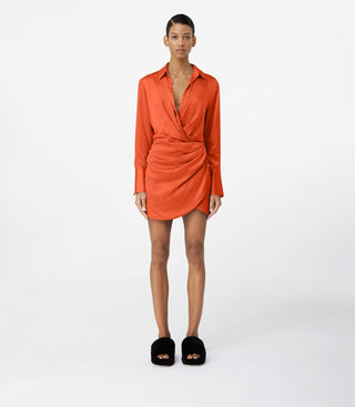 Vibrant Tangerine Wrap Dress