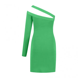 "Emerald Asymmetrical One-Shoulder Mini Dress"