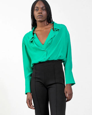 Emerald Elegance Satin Bodysuit