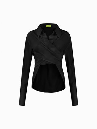 Silhouette Wrap Satin Blouse