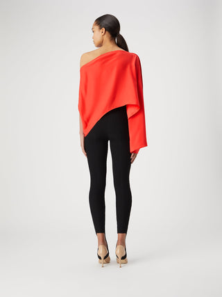 Silk Asymmetric Scarlet Cape Blouse