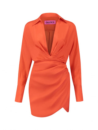 Vibrant Tangerine Wrap Dress