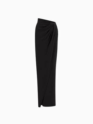 Elegant Draped Black Maxi Skirt