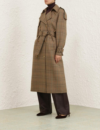 Heritage Plaid Double-Breasted Trench Coat