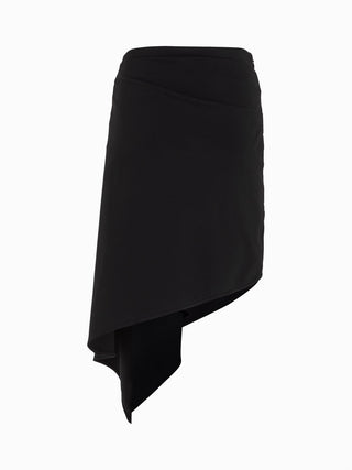 Asymmetric Draped Black Skirt