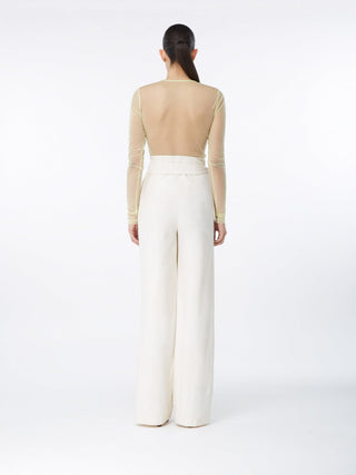 Ivory Wrap High-Waisted Wide-Leg Trousers