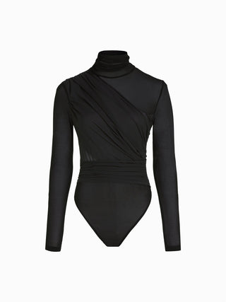 Elegant Asymmetrical Sheer Bodysuit