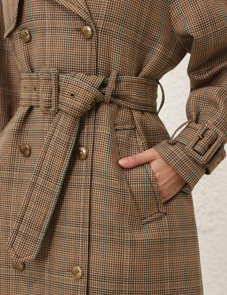 Heritage Plaid Double-Breasted Trench Coat