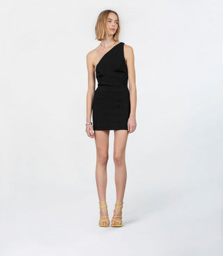 Asymmetrical Black Mini Dress