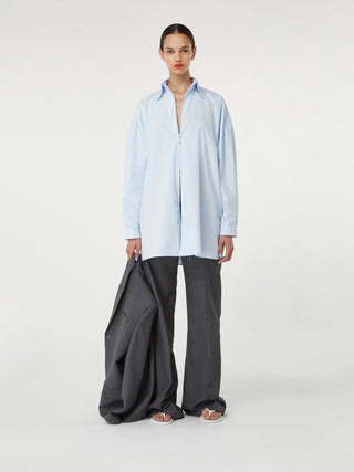 Sky Blue Oversized Zip-Up Shirt