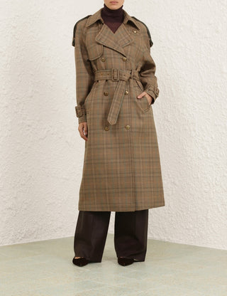 Heritage Plaid Double-Breasted Trench Coat