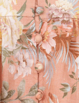 Floral Blush Linen A-Line Dress