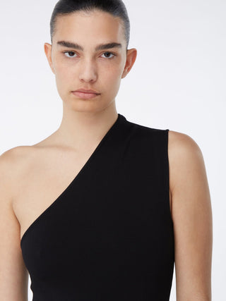 Asymmetric Black Midi Dress