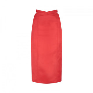 Sleek Scarlet Midi Skirt Set