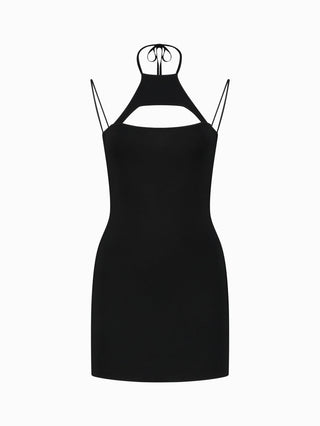 Strappy Cut-Out Mini Dress in Black