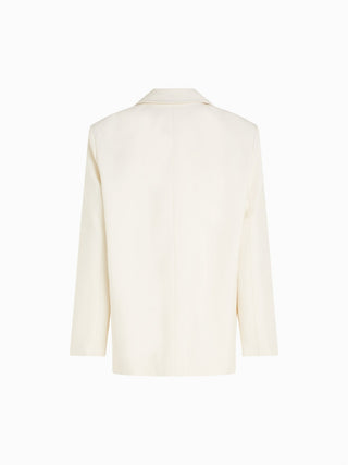 Cream Double-Breasted Oversized Blazer