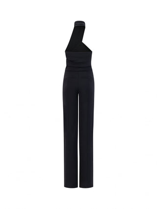 "Elegance Noir One-Shoulder Jumpsuit"