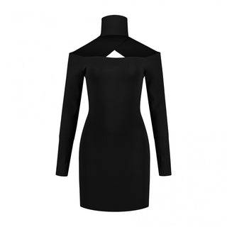 Elegance Noir Cutout Knit Dress