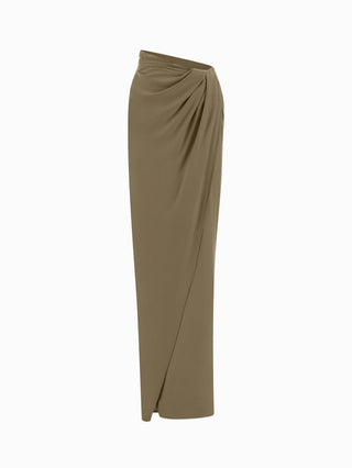 Olive Draped Maxi Skirt