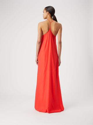 "Scarlet Elegance: Maxi Slip Dress"