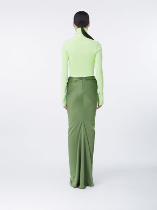 Emerald Drape Knit Gown with Neon Turtleneck