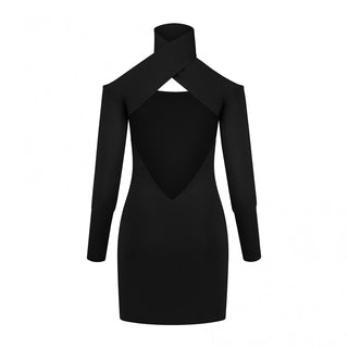 Elegance Noir Cutout Knit Dress