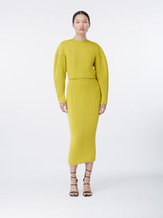 "Citron Elegance Knit Midi Skirt"