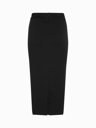 Elegant Black Twist-Front Midi Skirt