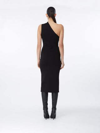 Asymmetric Black Midi Dress